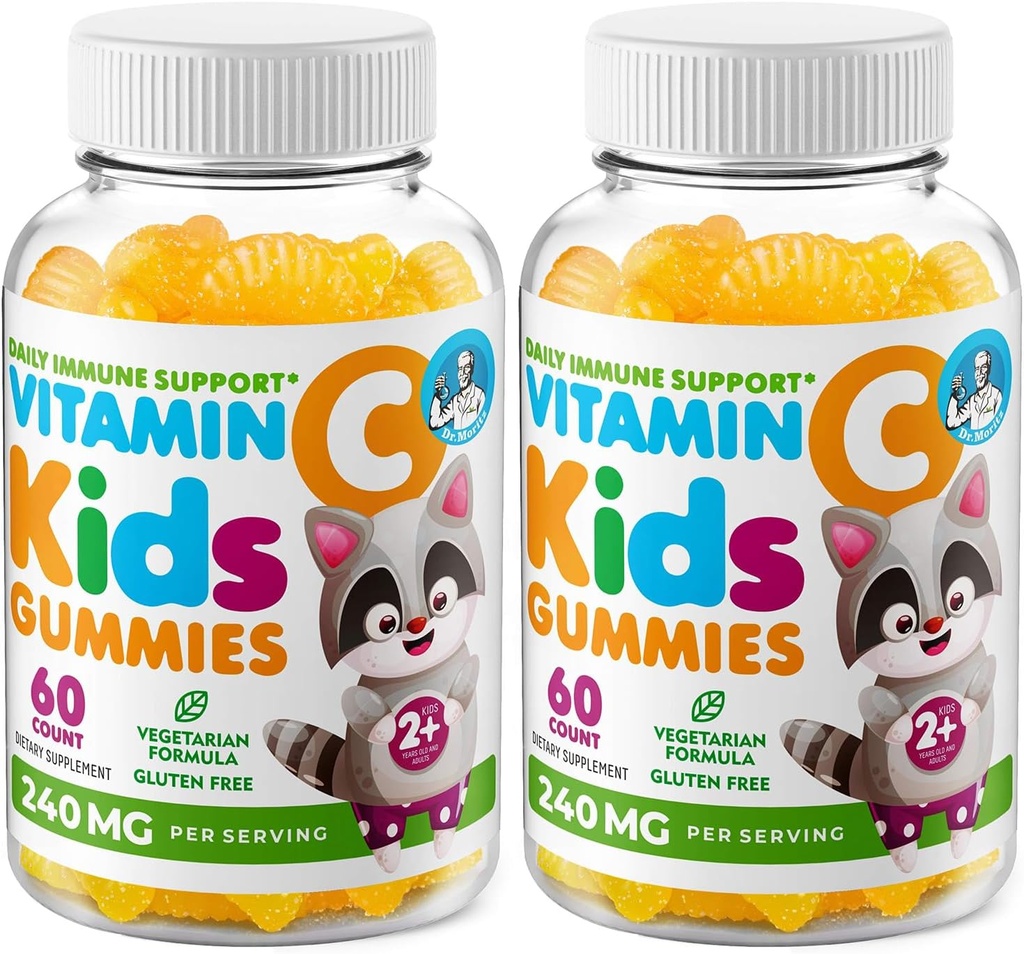 DR. MORITZ Vitaminas C Gummies vaikams ir suaugusiems 240 mg - Imuninė parama Low-Sugar Chewable Vitaminai Toddlers - Vegetaras Želatina nemokamai Vaikų mitybos papildas (Citrus Schior) (120 Count)