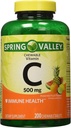 Spring Valley - Vitamin C Multiple Fruit Flavors 500 mg, 200 Chewable Tablets (2 Pack) + 1 Mini Travel Pill Container with Keychain(Colors May Vary)