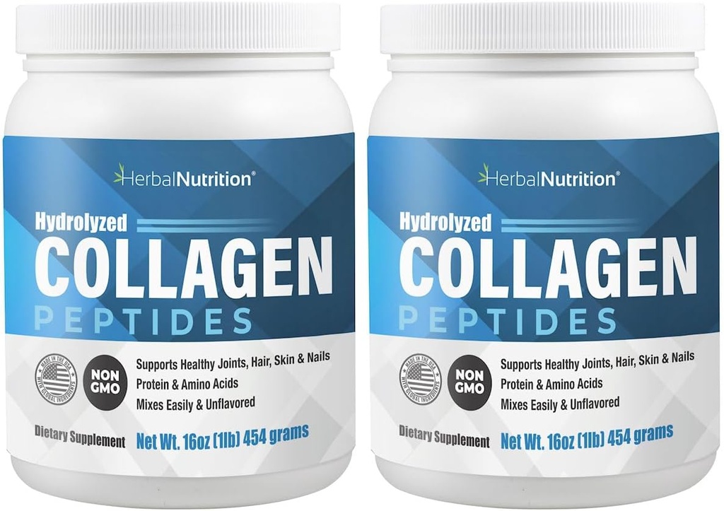 Collagen Peptides milteliai Hidrolizuoti baltymai yra Vital proteinai odos plaukų nagų ir bendros sveikatos, Keto, Paleo Friendly, Non- GMO, Gluten Free, 45 Paslaugos, 2 Konteineriai