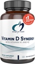 Designs for Health Vitamin D Synergy - 2000 IU Vitamin D with K Supplement - Supports Healthy Moods, Bone Health + Immune Health for Adults - VIT D3 + Vitamin K - Gluten Free + Non-GMO (120 Capsules)