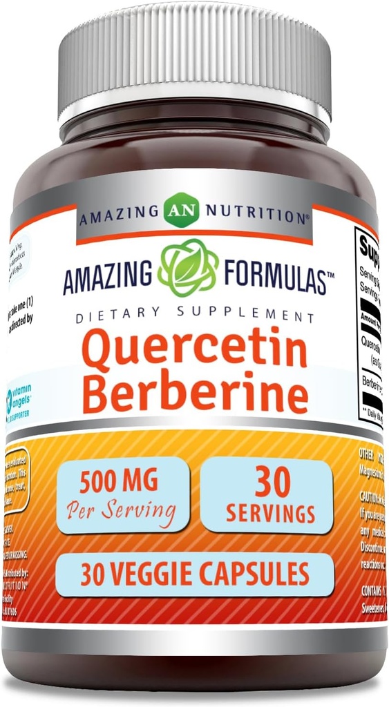 Nuostabios formulės Quercetin Berberine ® 124; 250 Mg Berberine ir 250 Mg Quercetin ® 124; Veggie Capsules Addition ® 124; Non- GMO ® 124; Gluten Free ® 124; Pagaminta JAV (30 Count)