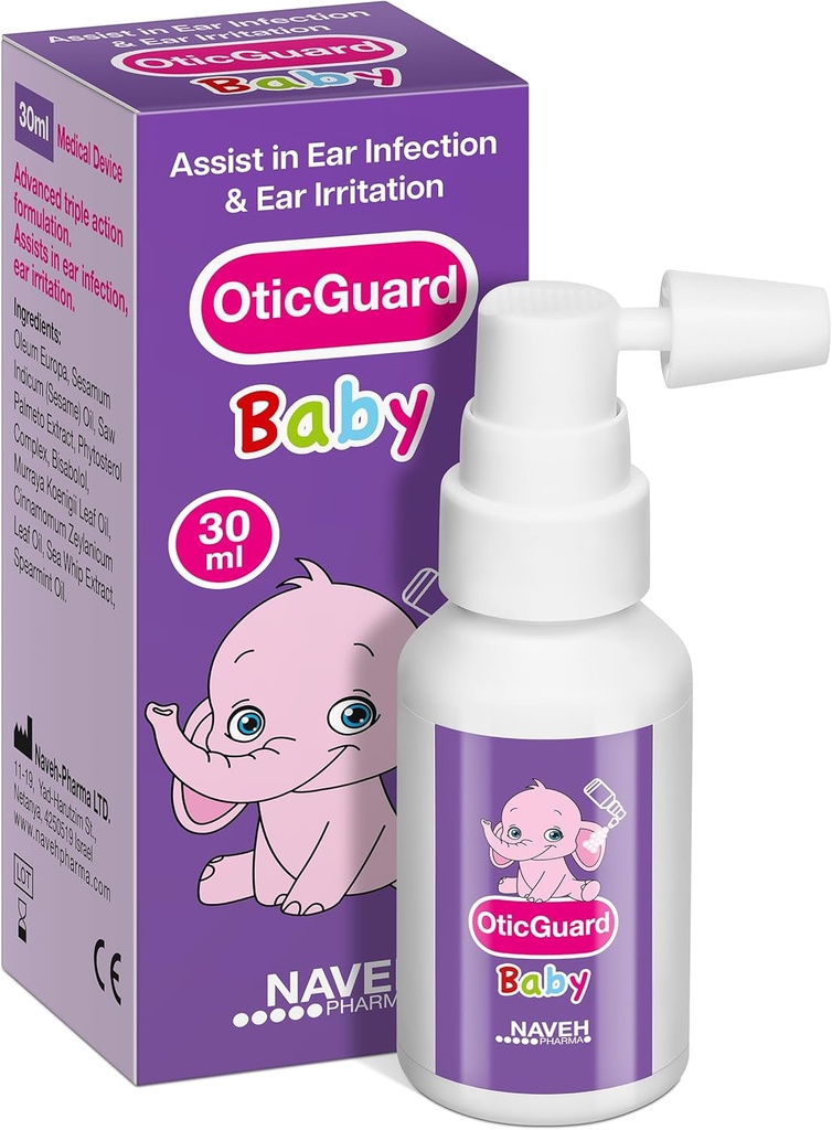 NAVEH PHARMA Otic Guard Baby Ear Drops – Natural Ear Oil for Ear Wax Removal & Infection Relief – Gentle Ear Cleaner for Babies, Toddlers & Kids – Soothes Itchy Ears & Swimmer’s Ear