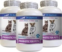 Cats Bad Breath Home Remedy - PROBIOTICS for Pets - Dogs Cats - Bad Gas and Breath Treats - Advanced Immune Boost - cat Digestive suppor - 3 Bottles (180 Treats)