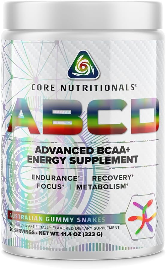 Pagrindinis mitybos produktai Platinum ABCD Advanced BCAA Energy Addition, Pagerina Endurance, Recovery, and Focus 30 Servings (Australian Gummy Snakes)