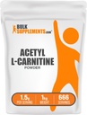 BulkSupplemen.com Acetil L- karnitino milteliai - ALCAR milteliai, acetil L- karnitinas 1500mg, karnitino papildai - Gluten Free, 1500mg / serving, 5kg (11 kg) (pakuotė 5)