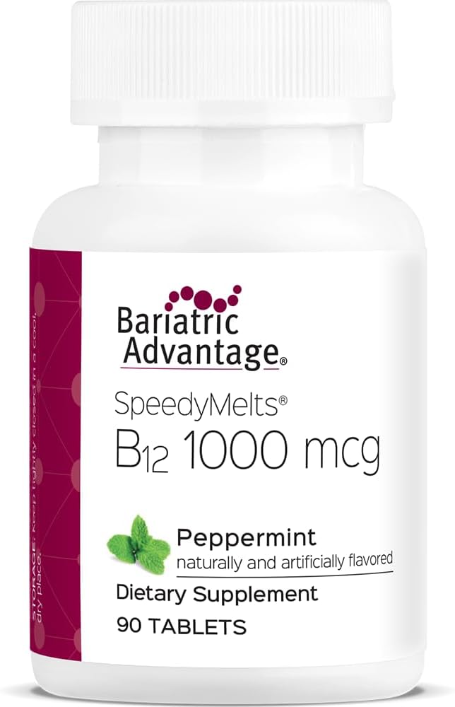 Bariatric Advantage B- 12 Speedy Melts, Vitaminas B12 1000 mcg Priedas, Greitas Lydymas 200 mcg Folio rūgšties mitybos palaikymo - Pipirmėtės, 90 Count