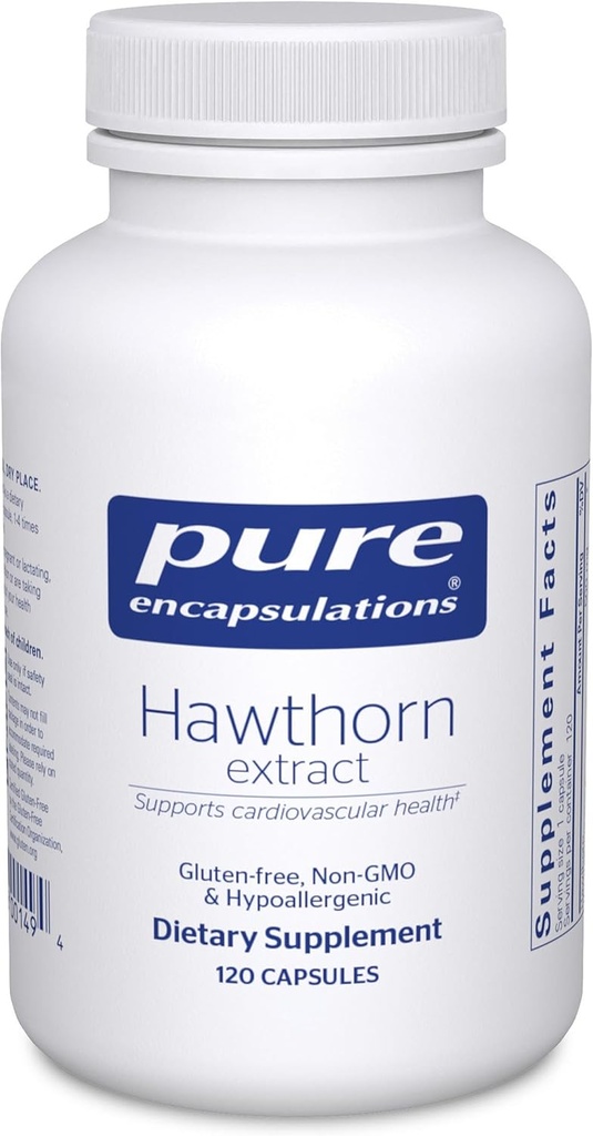 Pure Encapsulations Hawthorn Extract ® 124; Crataegus Oxyacantha Hypoalergenic Additive for Cardiovascular System Support ® 124; 120 Capsules