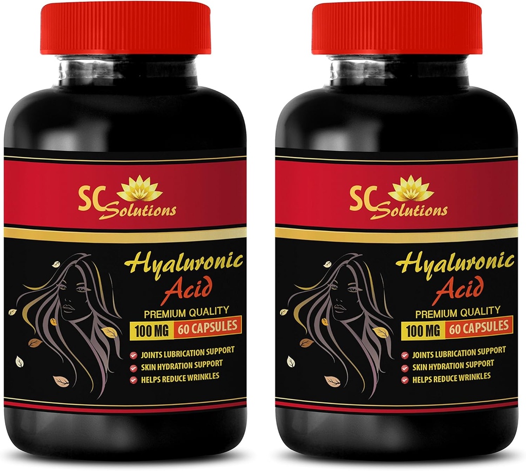 Prieš senėjimą kapsulės veidui - HYALRONIC Acid Pills 100 mg - hialurono rūgšties papildai akims - 2 kapsulės 120 kapsulių