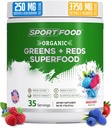 Organic Green & Reds Superfood Mill ® 124; Mišri berry Sfeor ® 124; 25 + Super Fruits & Veggies, Beets, Prebiotics ® 124; Energetika, Antioksidantas- Rich, Keto- Friendly Smoothie Mix ® 124; 35 Paslaugos