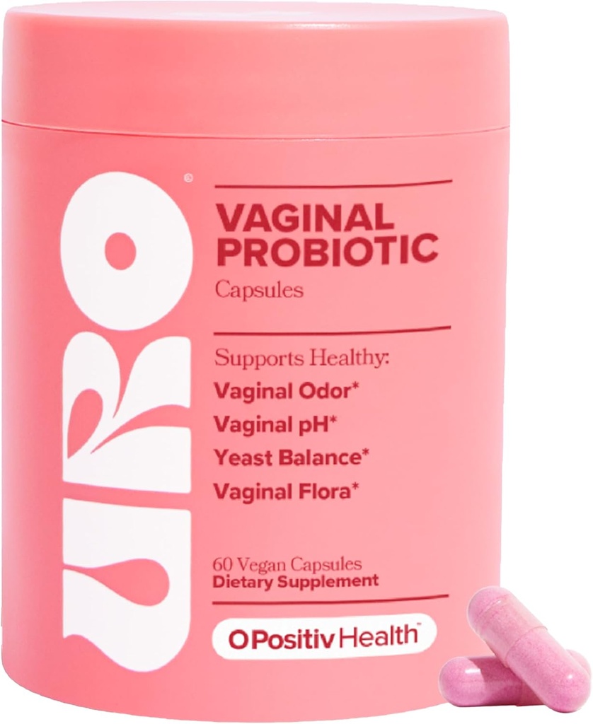 O Positiv URO vaginal Probiotics for Women pH Balance with Prebiotics & Lactobacillus Probiotic Blend - Vaginal Health Additive - Promotion heally vaginal Odor & vaginal Flora, 60 Count (Pack of 1)