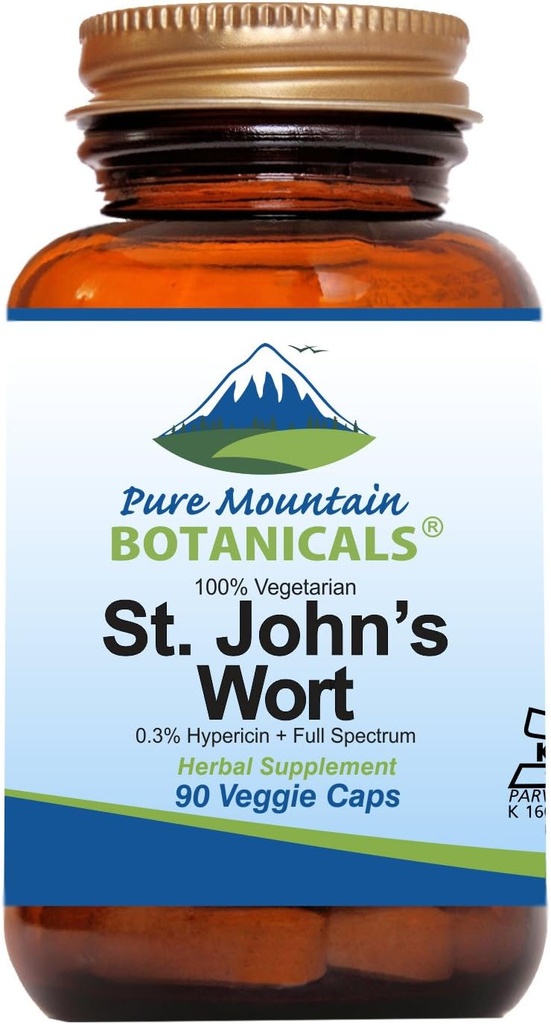Pure Mountain Botanicals St. John 's Wort Capsules 450mg Formulės of Organic Herb and St. John' s Wort Extract Addition