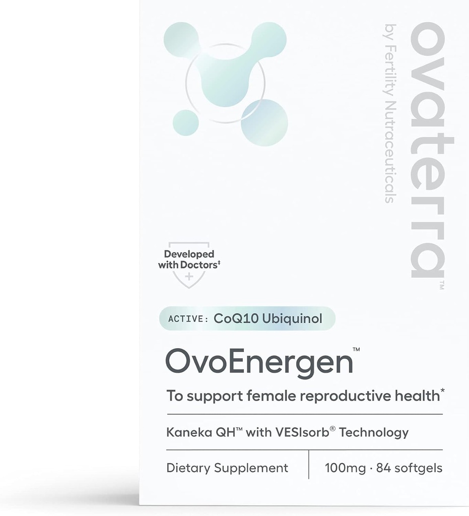 OvoEnergen CoQ10 papildymas moterims remti reprodukcinės sveikatos ir kiaušinių sveikata Vaisingumo stiprintuvas su Kaneka QH, VESIsorb ® Technology 84-100mg Softgel kapsulės - 28 dienos tiekimas