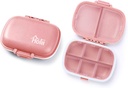 Holii 2PS 8 Compartments Travel Pill Organizer, Pocket Pharmacy for Purse Daily Pill Box Portable Medicine Organizer Vitamin Holder Container (Light Pink)