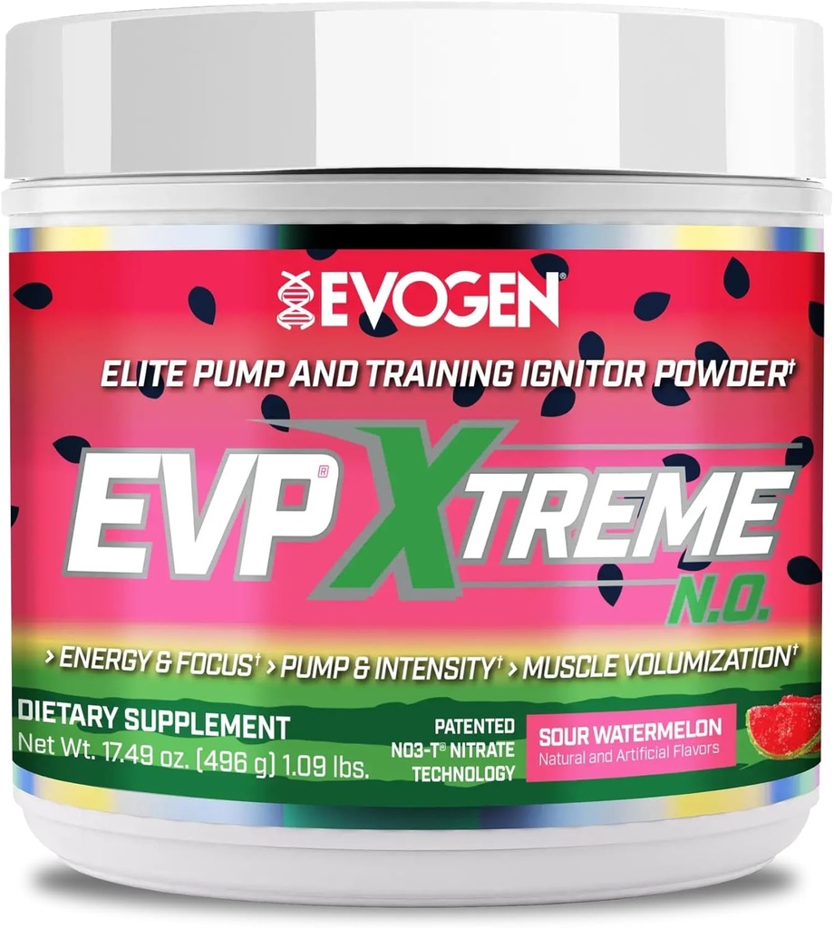Evologen EVP Xtreme NO - Prieš treniruotę Milteliai vyrams ir moterims ® 124; Cukraus nemokamai Preworkout su Beta Alanine, kreatinas, ir kofeinas už energijos & pompa ® 124; Sour Watermelon ® 124; 40 Paslaugos