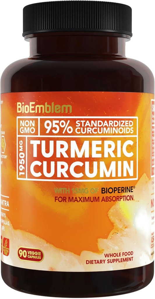 Biologinė problema Turmerinis Curcumin priedas su BioPerine 124; Bendra parama ir širdies sveikata ® 124; su organinėmis Turmerijos milteliai & 95% Curcuminoids ekstraktas ® 124; Kalifornija Pagaminta, Non- GMO, 30-dienų tiekimo