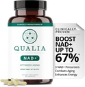 Qualia NAD priedas - Kliniškai pagrįstas iki 67%. Optimizuotas senėjimas, energija, fokusas. Elite NAD + Reoster Ingredientai Nicotinamide Riboside (NIAGEN), Niacinas, Niacinamidas (1 mėnesio tiekimas)
