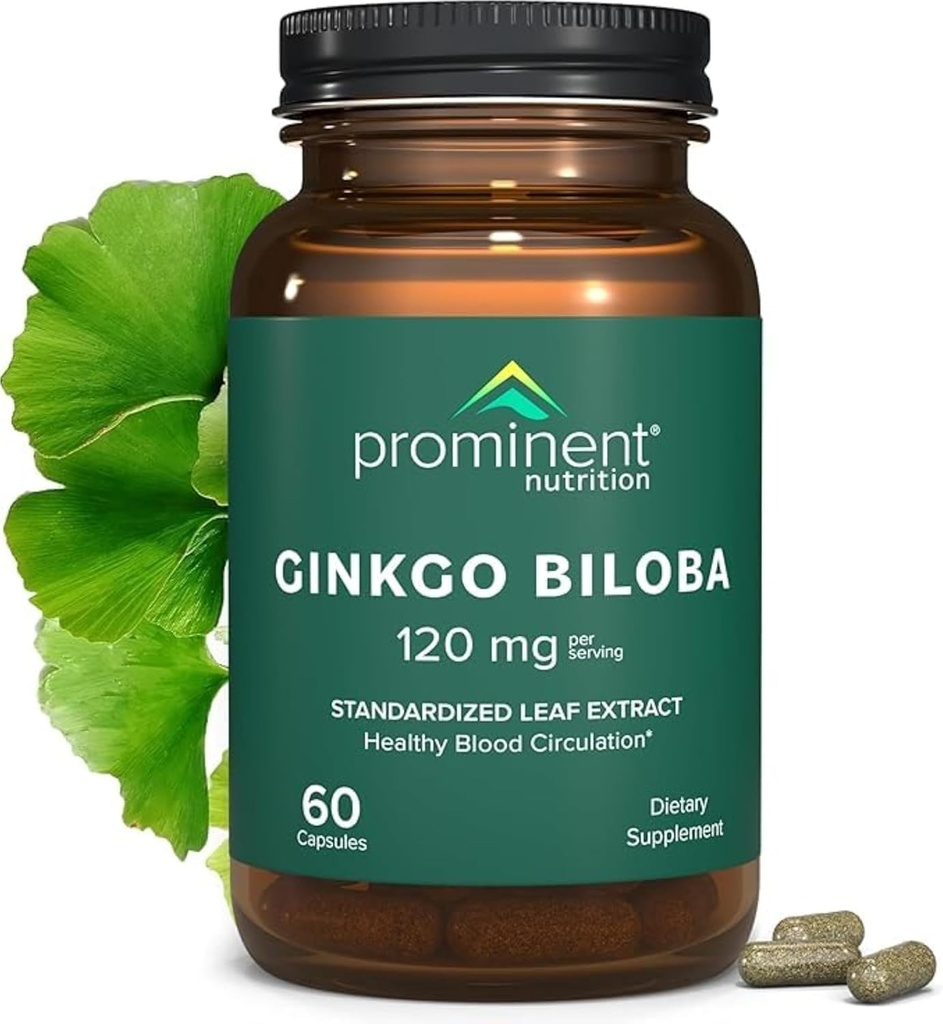 Žinomas mitybos Ginkgo Biloba 120mg - Ginkgo Biloba lapų ekstraktas, žolelių papildai padėti remti atmintį ir fokusa- Vegan, Non- GMO, Gluten- Free, Soy- Free, 60 dienų tiekimo - 1 Pack