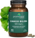 Žinomas mitybos Ginkgo Biloba 120mg - Ginkgo Biloba lapų ekstraktas, žolelių papildai padėti remti atmintį ir fokusa- Vegan, Non- GMO, Gluten- Free, Soy- Free, 60 dienų tiekimo - 1 Pack