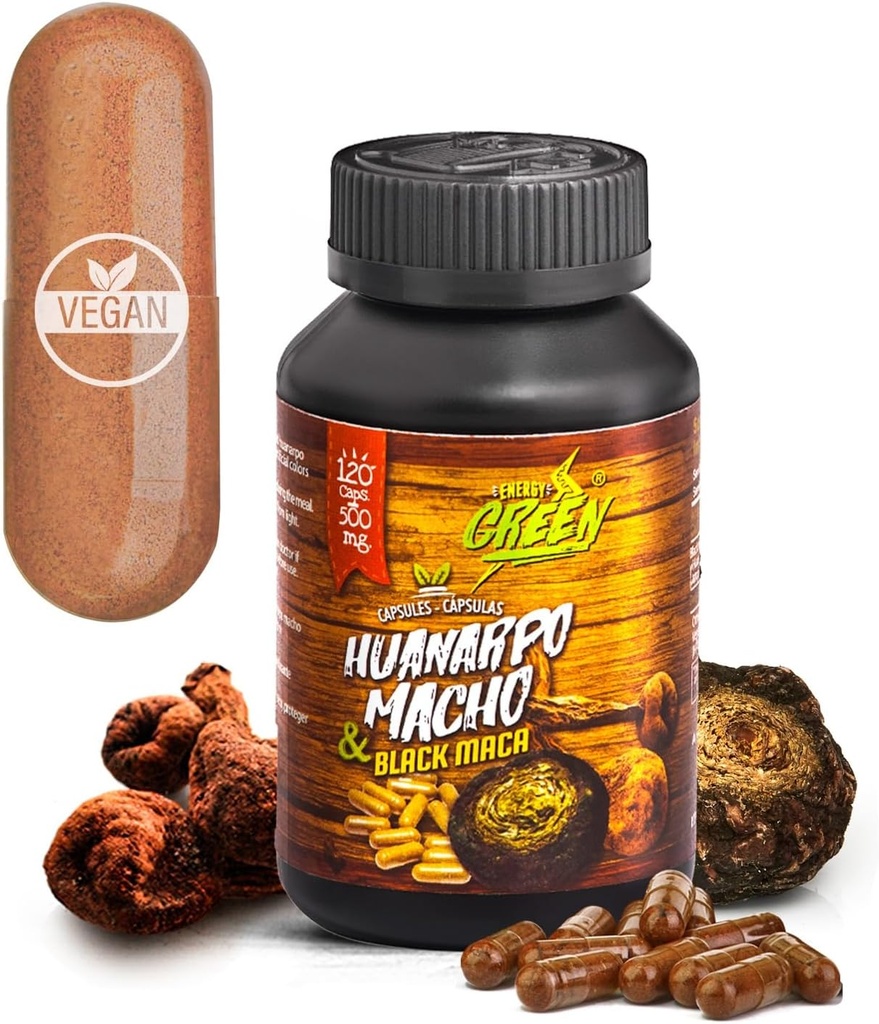 Juoda Maca Root ir Huanarpo Macho Capsules l 100% Natural Energizer and Booster l Immune Support for Men (1500mg per Serving) l Vyras Sveikatos supplient l Amazon Andes