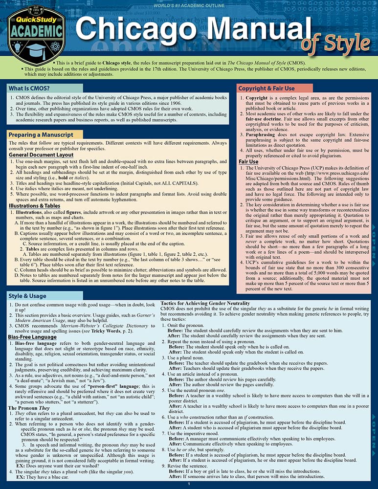 Čikagos vadovas stiliaus gaires: Quickstudy skaitmeninis vadovas