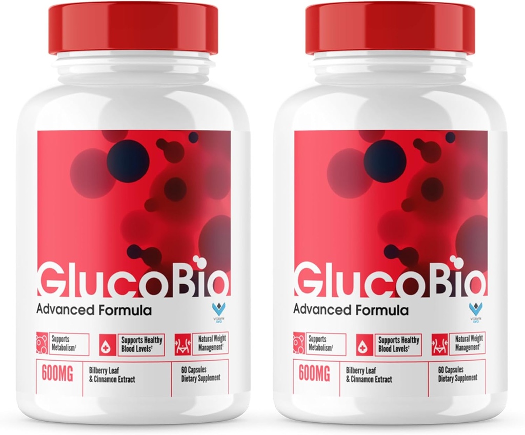 (Oficiali 2 pakuotė) Glukobio Capsules, Gluko Bio Kraujo Palaikymo Pills Advanced Formulės, Glukobio Visos natūralios sudedamosios dalys, Glukobio Maksimalus stiprumas, Glukobio, Glukobio Kraujo, Glukogo Parama (120 Caps)
