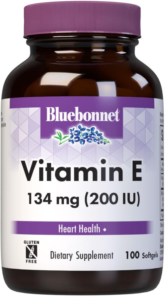 BlueBonnet Vitaminas E 200 TV Mišri softgels, 100 Skaičius