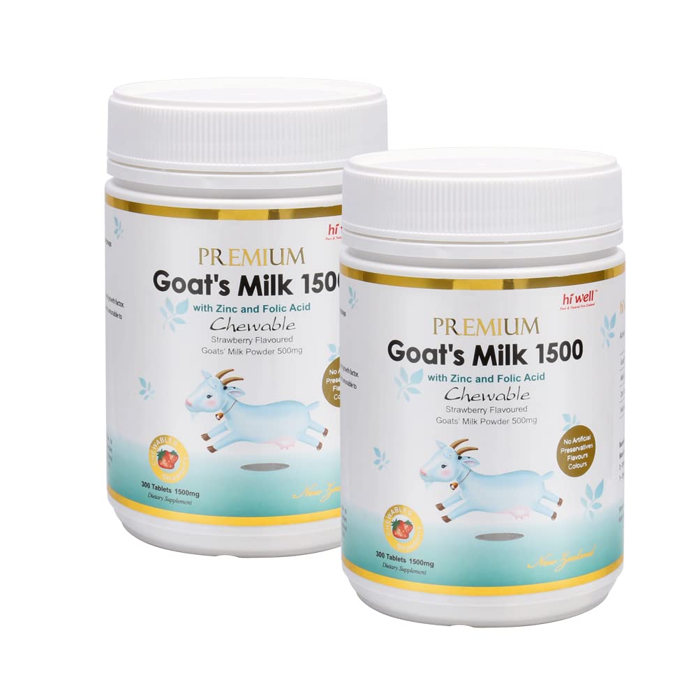 (Pack of 2) Hi Well Premium Goat 's Milk 1500 300Tablets Braškių