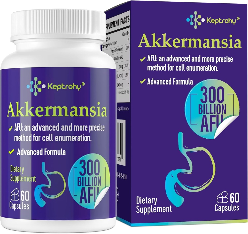 300 Milijonų AFU Akkermansia Probiotic for Women & Men, Akkermansia Muciniphila for More GLP-1 Production, Digusive, Gut & Immune, Gut Digative Lining Function, 60 Count