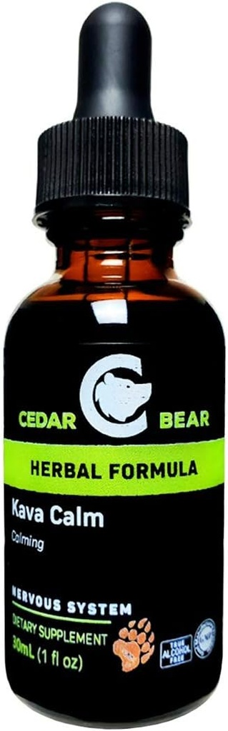 Cedar Bear Kava nuraminti skystų žolelių papildas, kuris palaiko centrinę nervų ir Digestive sistemos 1 FL Oz