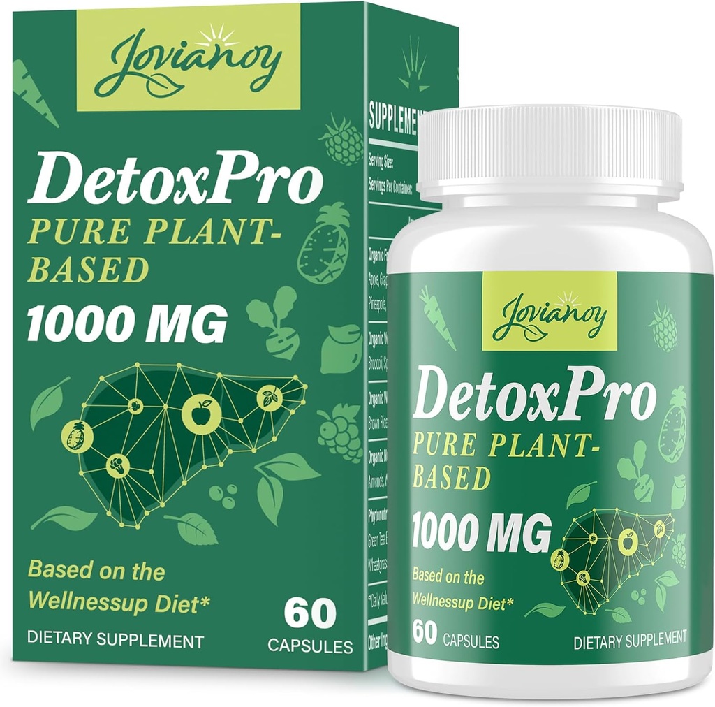 1000 MG Švelnus Detox Cleanse, High- Pocent, Gut Cleanse & Detox Capsules for Women & Men, Natural Detoksikation, Colon, Head, Antioksidantas & Digitative Support, 60 Capsules