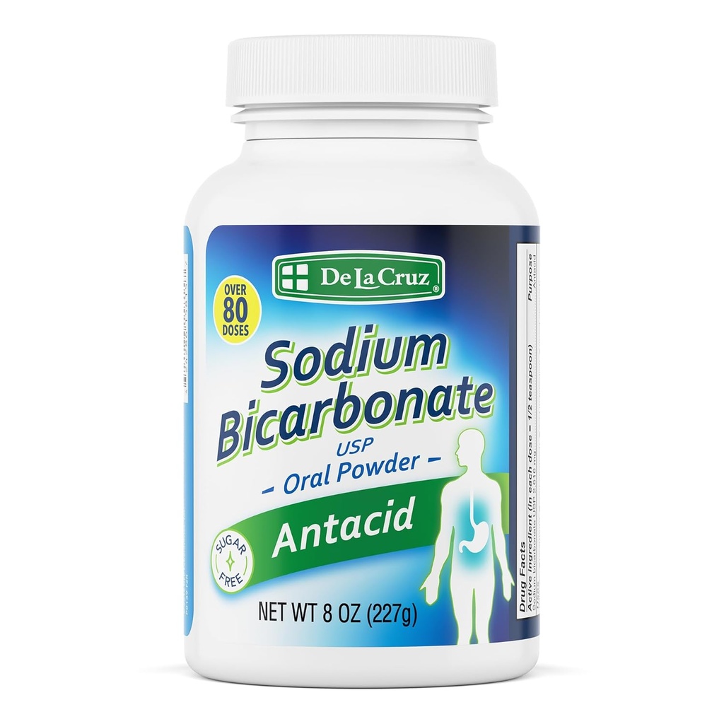 De La Cruz Pure natrio Bikarbonato milteliai - Kepimo soda & Kepimo milteliai be aliuminio Antacid Heartburn & Invirškinimo - Pakuota JAV - 8 OZ.