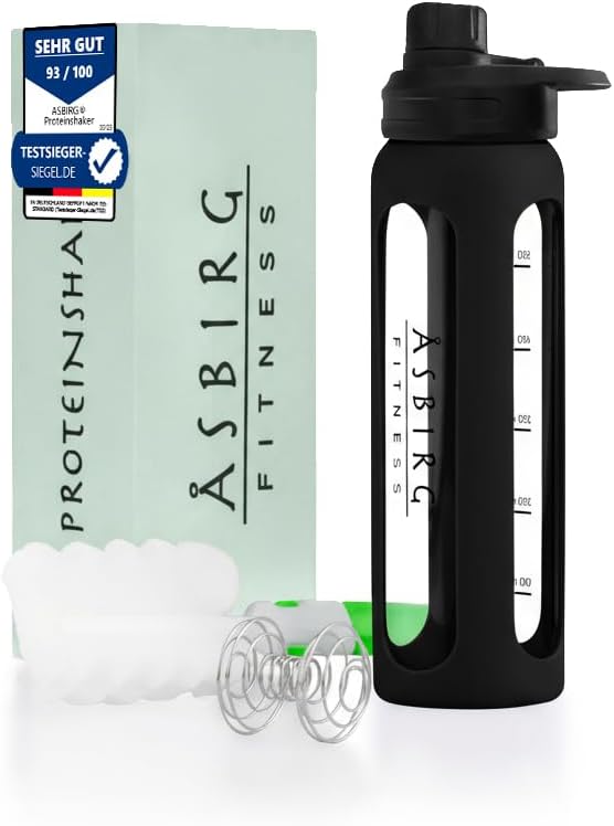 2.0 Fitneso 124; Baltymų Shaker Pagamintas iš stiklo 124; Baltymų Shaker ® 124; Geriamasis butelis ® 124; su Spiral Ball ® 124; 24 oz (Juoda)