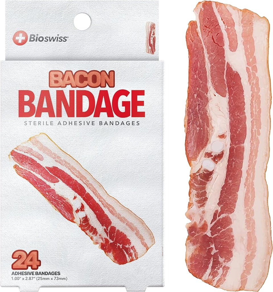 BioSwiss Kids Bandages, Bacon Formuotas savarankiškai lipnus Bandage Set, Latex Free, Sterili Žaislinė priežiūra, 24 Skaičiavimas