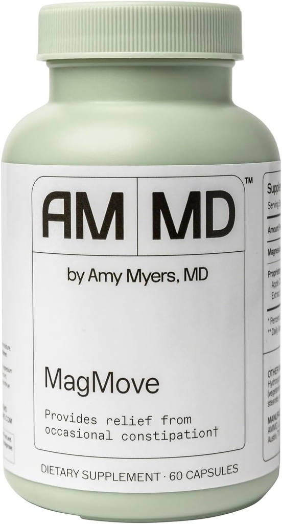 Amy Myers MD MagPerkelti - Palaiko sveiką Bowel Judėjimas - Magnio priedas už Gut Motility - su ACV, Artichoke & Ginger - 60 Capsules (30 Servings)
