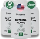PRISTINE 'S Glycine 1000MG Amino rūgšties papildas miego palaikymo kapsulės (3-pakuotė) - 90 dienos tiekimo - raumenų atkūrimo, inkstų sveikatos ir kolageno formavimo gamybos parama