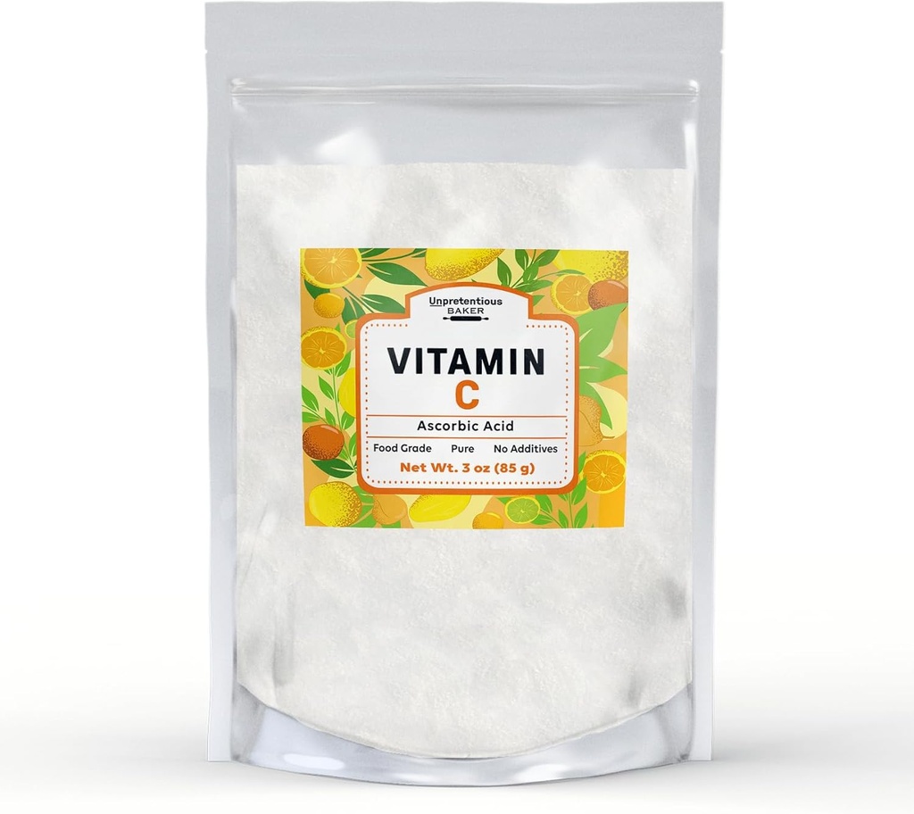Unpretentious Vitamin C Powder Baker (3 oz) Ascorbic Acid, Resealable Bag