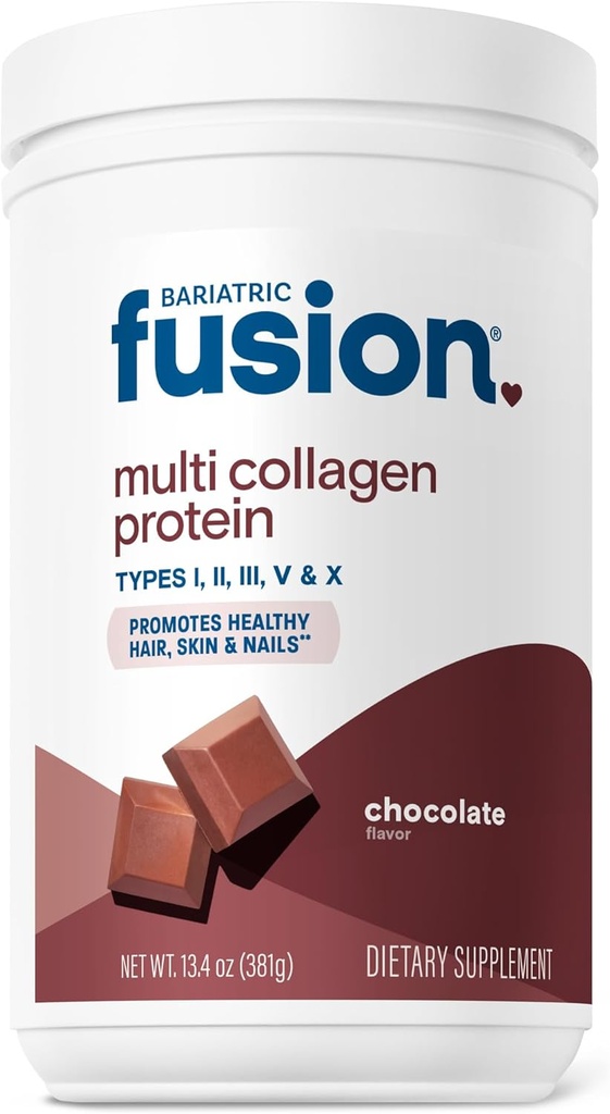 Bariatic Fusion Chocolate Multi Collagen proteinų milteliai - 124; hidrolizuotas Collagen Peptides milteliai + bendras MSM ir gliukozamino kompleksas - 124; 2 tipas - 124; Pienas, Gluten & Soja nemokamai 124; 30 Paslaugos