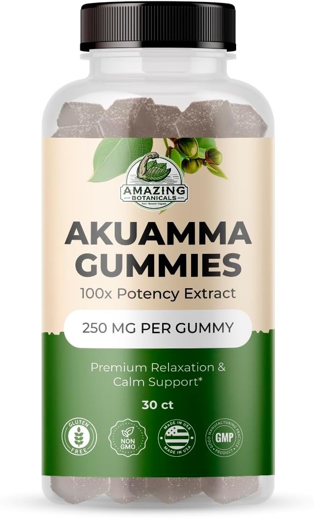 Nuostabus botanikos akuamma gummies - High Potency Daily Wellness Gummy, Vegan, Non- GMO, Nemokamas žolinis priedas - 250MG Per Guminis su natūralių laukinių uogų skonio (30 Skaičiavimas)