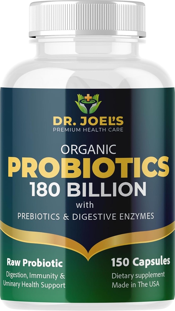 Organiniai probiotikai 180 Billion KSV - 40 Trans Vegan Probiotikai + Prebiotikai + Digestic Enzimai - Gut & Immune Health - 100% Pure, Maksimalus stiprumas & Saldainiai Stabilus - Pagaminta JAV