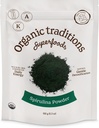 Organiniai Traditions Organic Spirulina Milteliai Vegan Ne GMO Superfood, 5.3oz (150g) Bag, 50 Patarnos per Bag