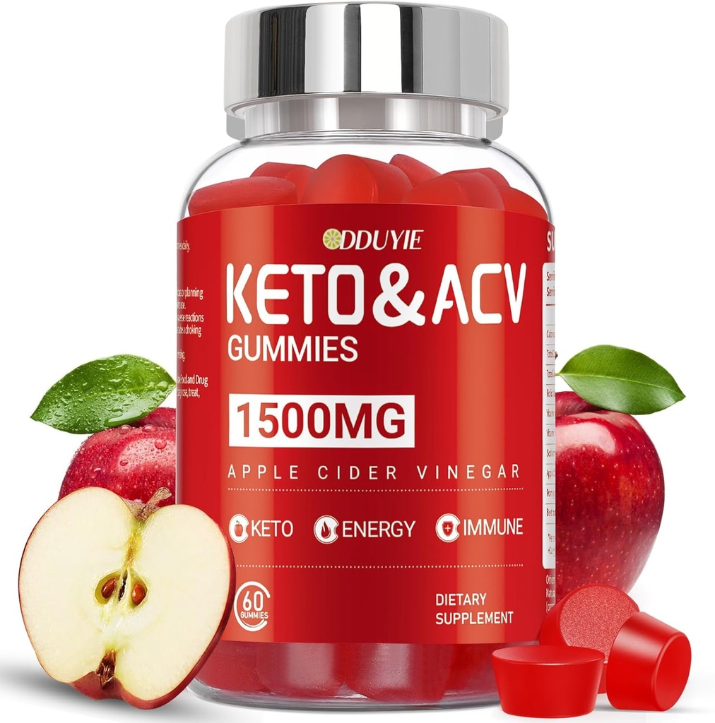 Brilhante Keto ACV Gummies - 1500mg Apple Cider Act Gummies su granato burokėliu ir vitaminu B12 B6 - vyrams ir moterims - GMO Free & Vegan - 60 Count