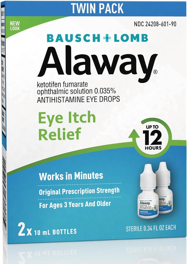 Alaway Antihistaminas, Akių Itch Relief lašai, Twin Pack, 0,34 fl oz Kiekvienas