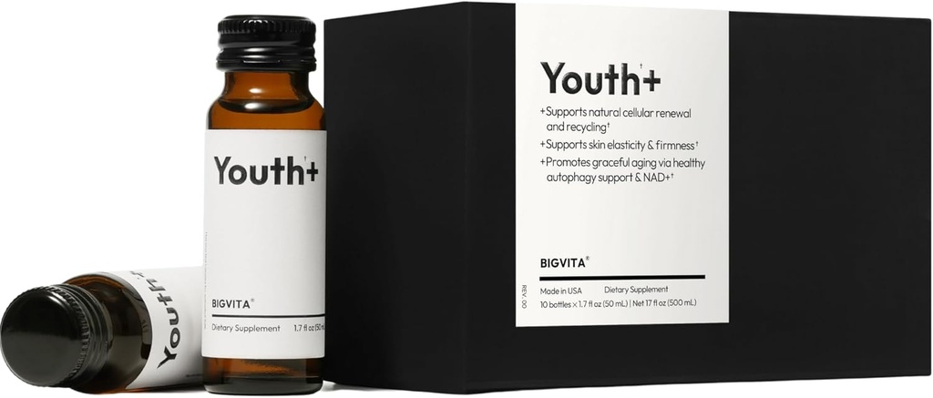 BIGVITA Youth + SmithKline 124; NAD + Spots for Anti-Aging, Energy, Skin & Plaukų Sveikata, pažintinė parama ® 124; Ready-to-Drinke Addirective ® 124; Grožis iš Per ® 124; Vegan, Pagaminta JAV