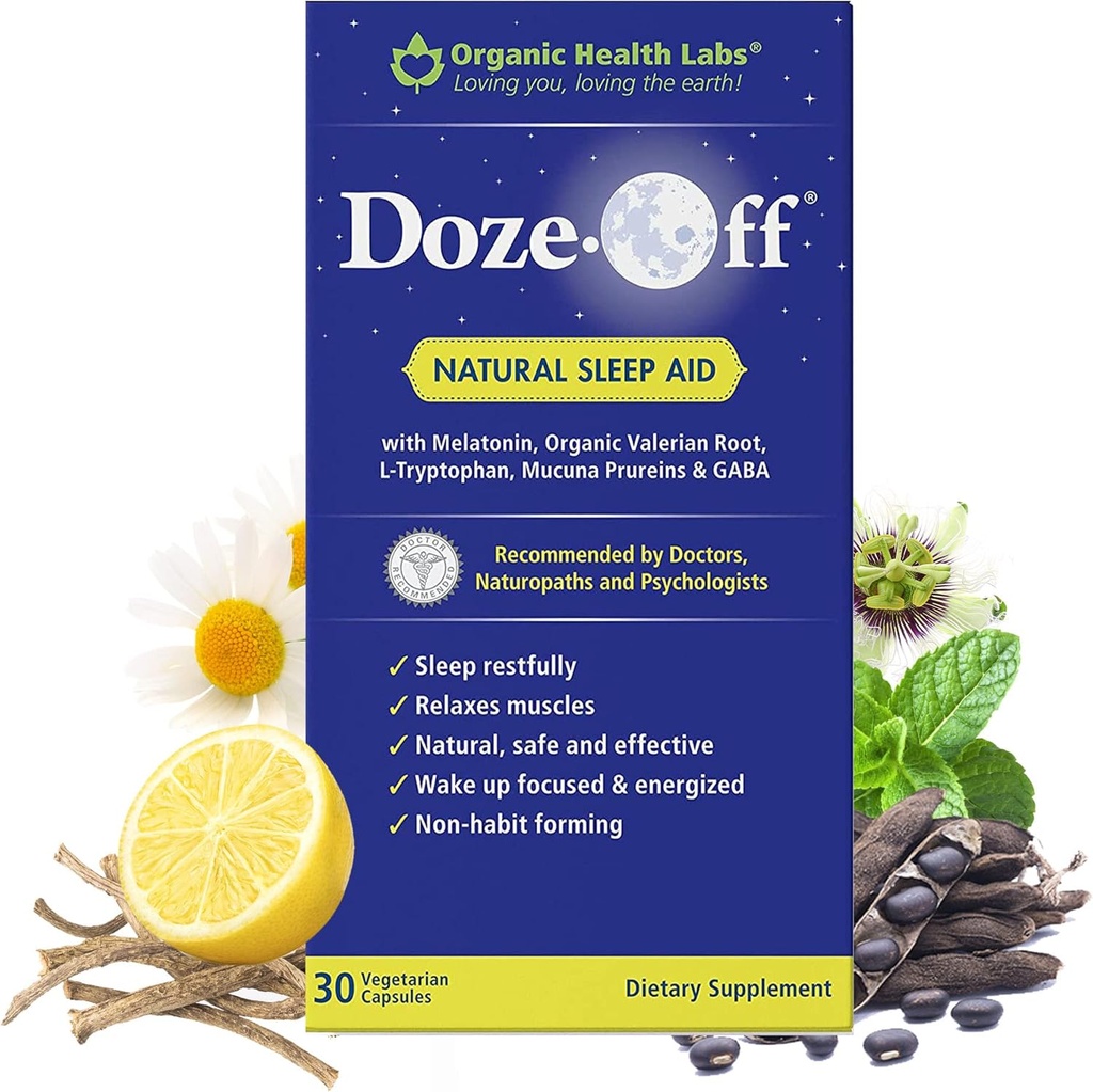 Organic Health Labs Doze- Off Natural Miego Pagalba, 30 Veggie kapsulių