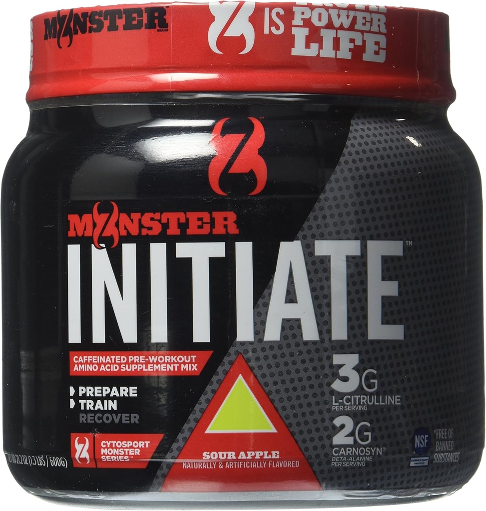 Cytosport monster Initiate Nutritional Drink, Pre Workout Mills, Sour Apple FLavored, 600 Gramas (30 Servisas)