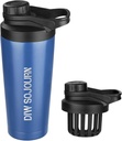 DIW 24 oz Shaker Butelis, Nerūdijančio plieno mišinys Butelis su Nose-Free Design, Izoliuotas metalo Shaker taurė baltymų maišelių ir išankstinio treniruotės, Gym Cup Shaker (Karinis mėlynas)