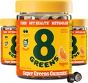 8 Žalieji Daily Fiber Super Žalieji Gummies - Tangerino skonio: Boost Immune System & Digestive Health su 8 Real Greens - Non GMO Formulės, Chewables, 50 Gummies, Pack of 3
