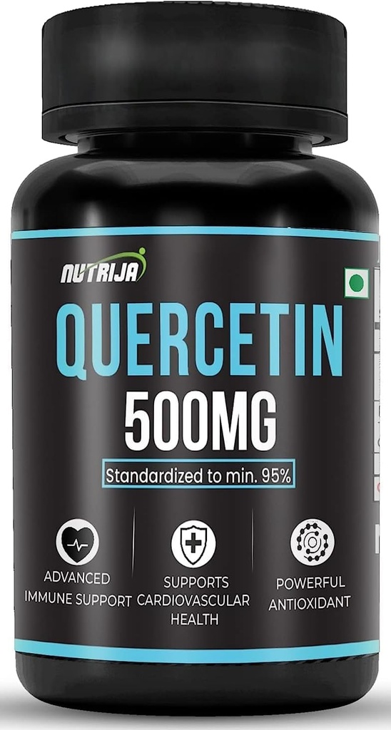 Quercetin 500mg kapsulės - Standartizuotos iki 95% maždaug 124; labai išgrynintos ir biologiškai įsisavinamos; natūralūs bioflavonoidai ir galingi antioksidantai (30 kapsulių)