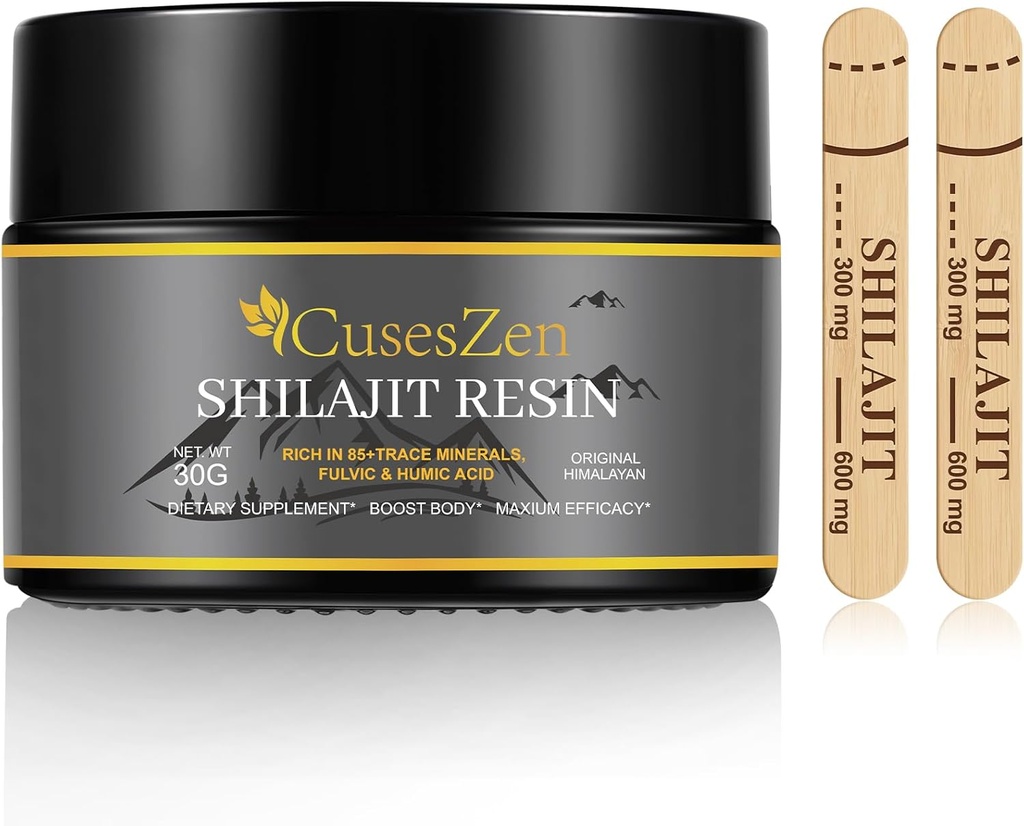 Shilajit Himalayan Organic Shilajit Resin, 600mg Max Strength Natural Organic Shilajit Supplement with Fulvic Acid & 85+ Trace Minerals for Energy, Immunity, Brain Power, 30 Grams (Caramael Flavored)