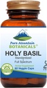 Pure Mountain Botanicals Šventojo baziliko kapsulės - Kosher Vegan Caps su 450mg Organic Šventojo Baziliko Tulsi ir Šventojo Baziliko ekstraktas iš Indijos